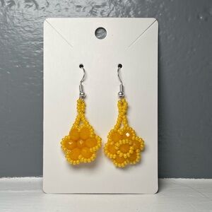 Huichol Beaded Flower Earrings